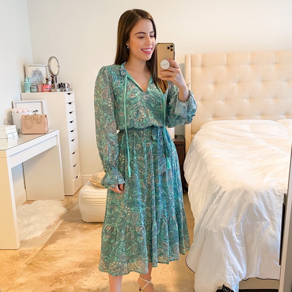 COPY - Gorgeous Turquoise Paisley Print Dress